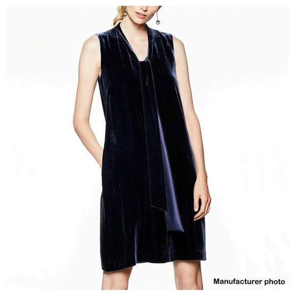 Lafayette 148 Ronan Velvet Tie Shift Dress - Picture 9 of 9